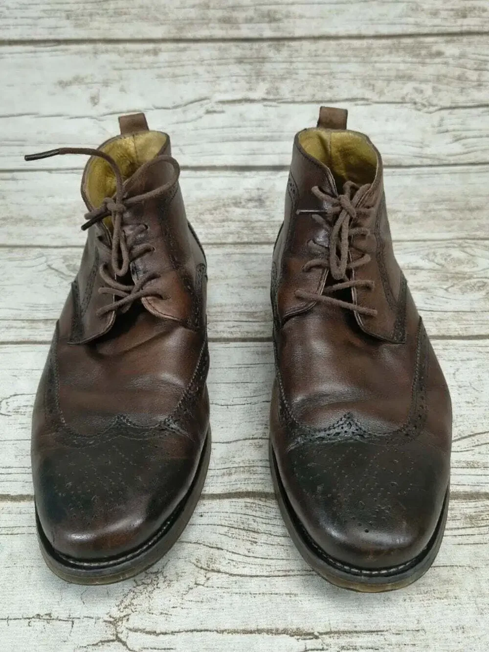 Billionaire Italian Couture Dark Brown Leather Wingtip Brogue Ankle Boots EU 40